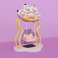 Kids Playground Equipment Paw Shaped Swing With Pink Seat And Yellow Frame