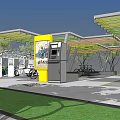 Bicycle Parking Station With Yellow Kiosk Canopy Bicycles Green Lawn And Trees