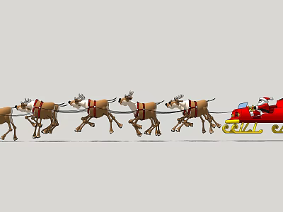 Christmas Themed Amusement Ride With Reindeer Pulled Sleigh And Santa Claus 3d model