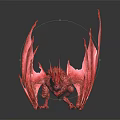 Detailed Red Dragon Sculpture With Intricate Wings On Reflective Black Surface