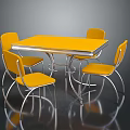 Yellow Dining Table And Chairs Set With Modern Design For Home Furniture