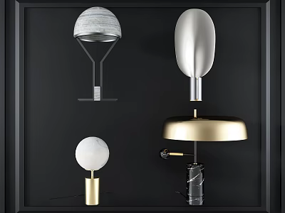Modern Table Lamps With Various Designs Metal Bases And Marble Accents For Interior Decoration 3d model