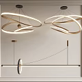 Modern Circular Ring Chandeliers With LED Lighting And Minimalist Metal Frames 3d model
