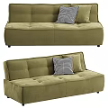 Modern Olive Green Two Seater Sofa With Checkered And Solid Pillows Tufted Design 3d model