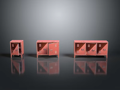 Red Mobile Storage Lockers With Wheels For Home Organization Solutions 3d model