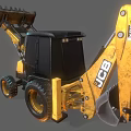 Heavy Duty Yellow Backhoe Loader with Loader Bucket Excavator Arm Black Cabin and Large Tires