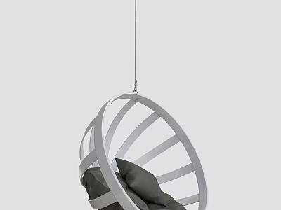 Modern Minimalist Light Grey Hanging Swing Chair With Soft Cushion For Cozy Indoor Leisure 3d model