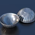 Silver Tableware Set with Bowl and Covered Container Featuring Patterned Textured Surface 3d model