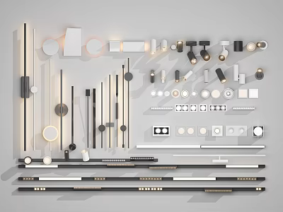 Modern Design Downlights and Spotlights with Various Sizes Colors and Styles 3d model