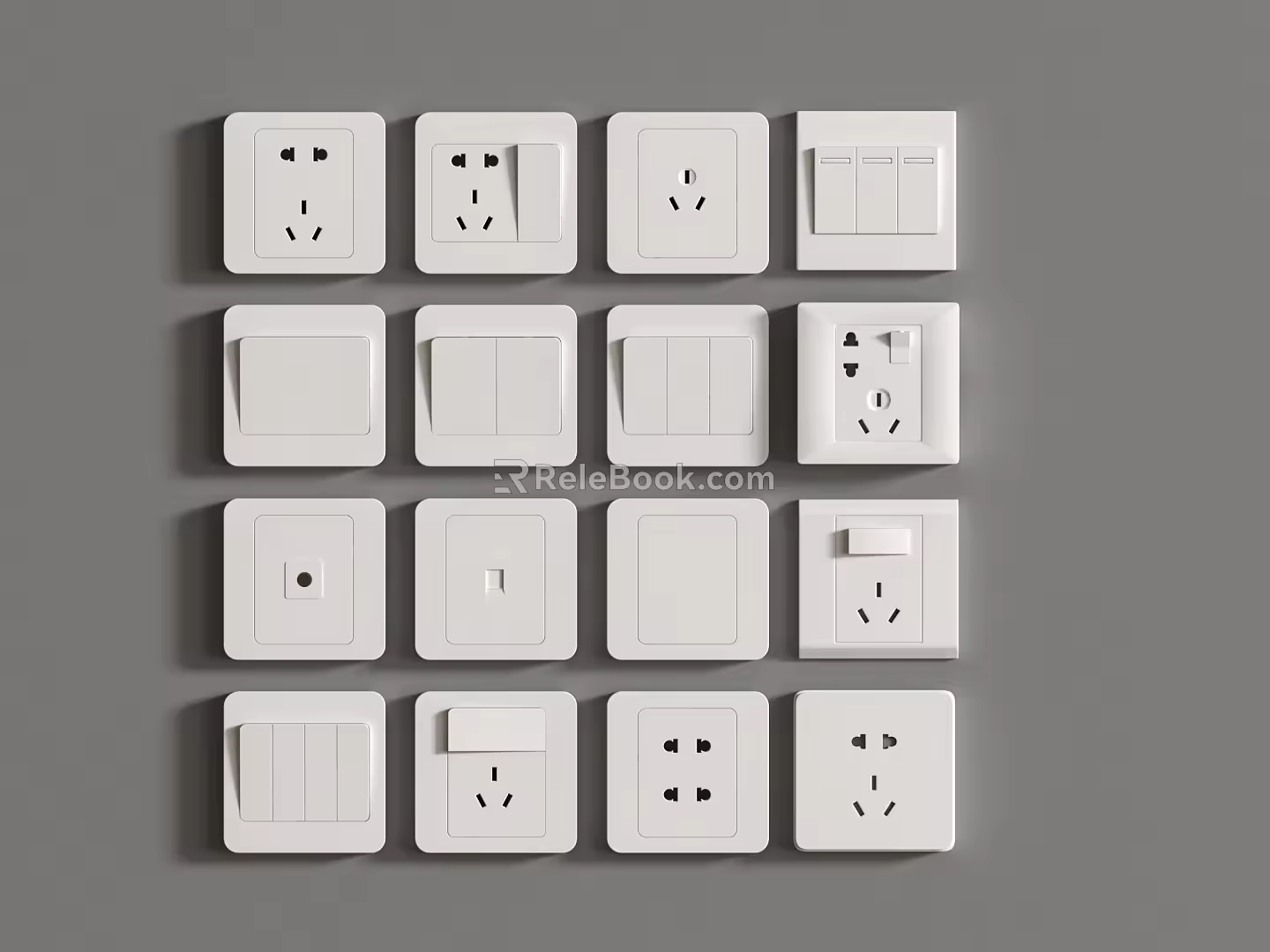 Switch modern switch socket combination switch socket strong weak box rail 3d model