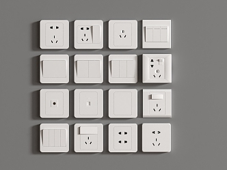 Switch modern switch socket combination switch socket strong weak box rail 3d model