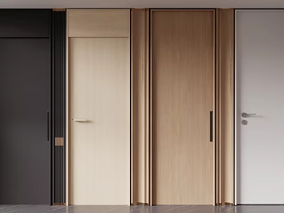 Hinged Doors in Various Colors Wooden and Minimalist Design for Modern Home Interior 3d model
