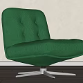 Modern Green Accent Chair With Tufted Backrest And Metal Swivel Base