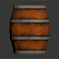 Red Decorative Wooden Barrel With Metal Hoops For Household Storage And Home Decor