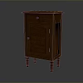 Vintage Style Wooden Cabinet With Drawer Door Carved Details And Four Legs