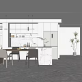 Modern Restaurant Interior Design With Open Layout Dining Table Pendant Lights And Marble Counter 3d model