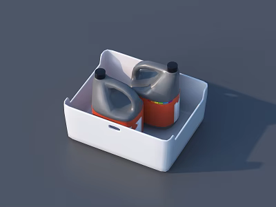 Hardware Tools Storage Organizer with Two Gray Orange Bottles in White Tray 3d model