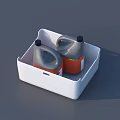 Hardware Tools Storage Organizer with Two Gray Orange Bottles in White Tray 3d model