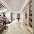 Modern Living Dining Room Interior With White Sofa Dark Cabinet Decorative Paintings And Wooden Flooring