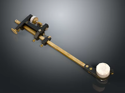 Vintage Mechanical Equipment Featuring Brass Rod Black Clamps And White Knobs 3d model