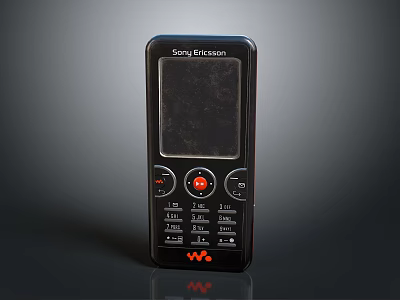 Sony Ericsson Classic Black Walkman Mobile Phone With Screen And Keypad Design 3d model