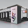 Stenders Exhibition Booth Design With Display Shelves Digital Screen And Products