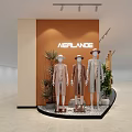 Fashion Clothing Store Interior With Hanging Dresses Decorative Plants And Lighting Fixtures