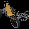 Metal Go Kart Frame With Yellow Seat And Black Wheels Design