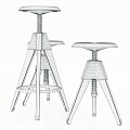 Modern Wooden Bar Stools With Blue Tripod Legs And Adjustable Screw Shelf