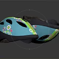 Stylish Blue Helmets With Colorful Stripes Ventilation Holes And Black Liner