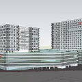 Modern High Rise Buildings Architectural Model with Green Area and Surrounding Infrastructure