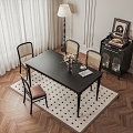 French Entry Luxury Vintage Nordic Restaurant Dining Table and Chair Combination 3d model