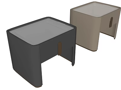 Modern Minimalist Bedside Tables With Dark And Light Color Sleek Surface Design 3d model