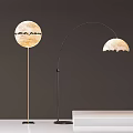 Modern Floor Lamps With Moon Mountain Design Arched Stand Beige Shades Gold Black Bases