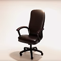 Comfortable Brown Leather Leisure Chair With Armrests And Wheeled Base Design
