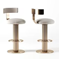Modern Luxury Gold Metal Frame Velvet Upholstered Bar Chair With Backrest For Home Bar Use