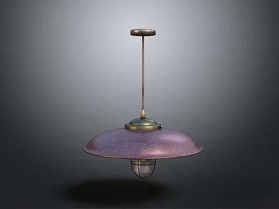Purple Dome Lampshade Pendant Light With Brass Rod And Transparent Glass Base Design 3d model