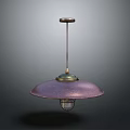 Purple Dome Lampshade Pendant Light With Brass Rod And Transparent Glass Base Design