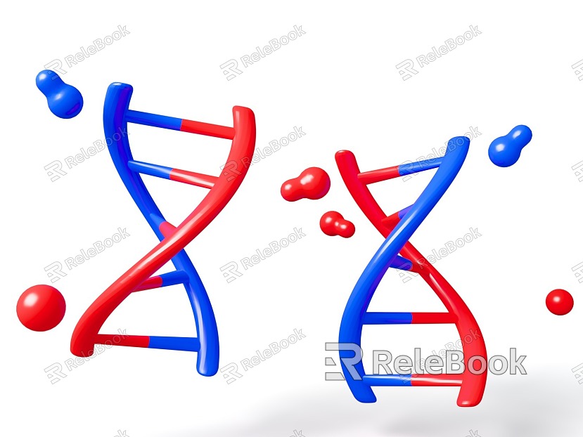 DNA Sequence Cartoon Medical Medicine Element MG Style Cartoon Style model