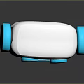 White ShopGPT Robot With Blue Accents Smiling Face And Friendly Cute Design