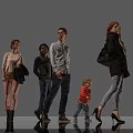 Diverse Group of People Standing Together With Different Outfits And Reflections On Gray Background