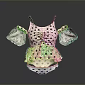 Fashionable Women's Polka Dot Two Piece Swimsuit With Ruffle Sleeves And Tie Front