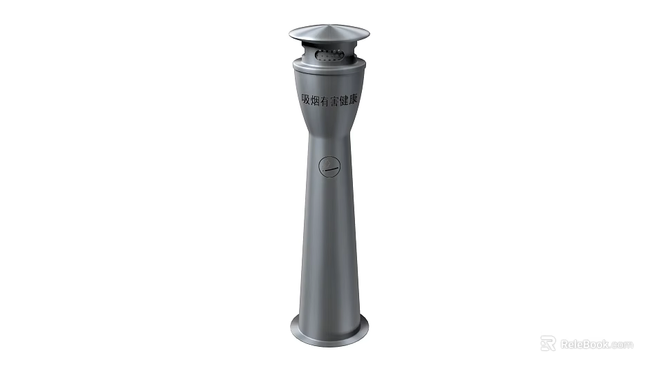 Gray Metallic Roadside Facility Pole With Top Cover And Circular Emblem 3d model 