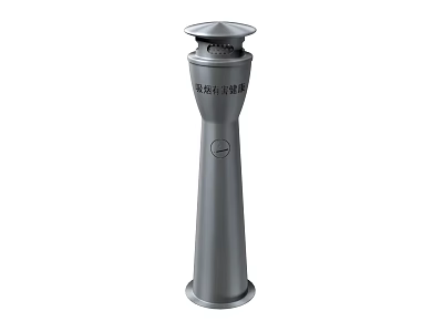 Gray Metallic Roadside Facility Pole With Top Cover And Circular Emblem 3d model