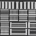 Various Decorative Railing Designs Featuring Different Panel And Post Styles 3d model
