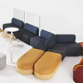 Stylish Modern Sofa and Coffee Table Set With Colorful Modular Seats And Round Tables