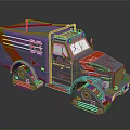 Gray Tracked Truck With Red Stripes Number 53 And Worn Details