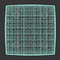 Modern Gray Sofa Stool with Grid Pattern and Black Legs for Living Room Decorative Use
