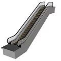 Modern Escalator Design With Stainless Steel Structure Transparent Side Panels And Black Steps