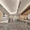 Modern Service Hall Interior With Reception Desk Service Counters And Marble Floor